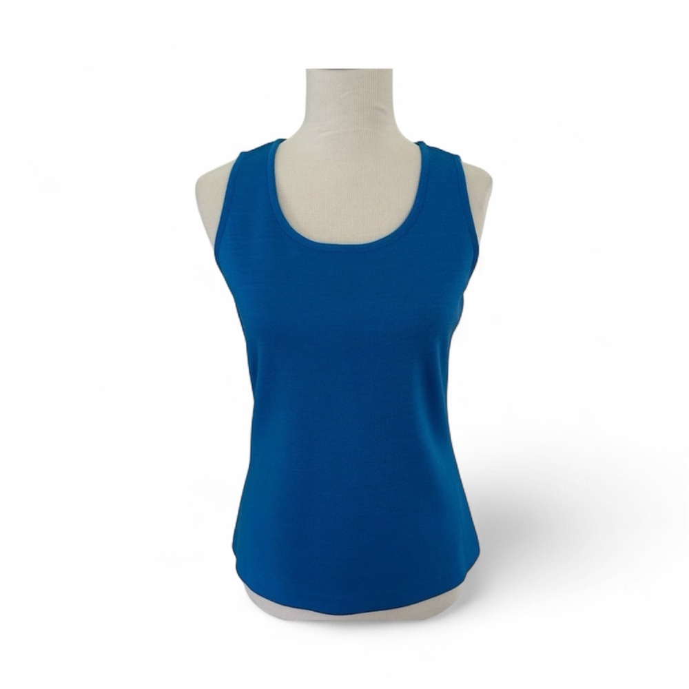 St. John Vibrant Cyan Blue Milano Knit Tank Top Shell NWT Sz S